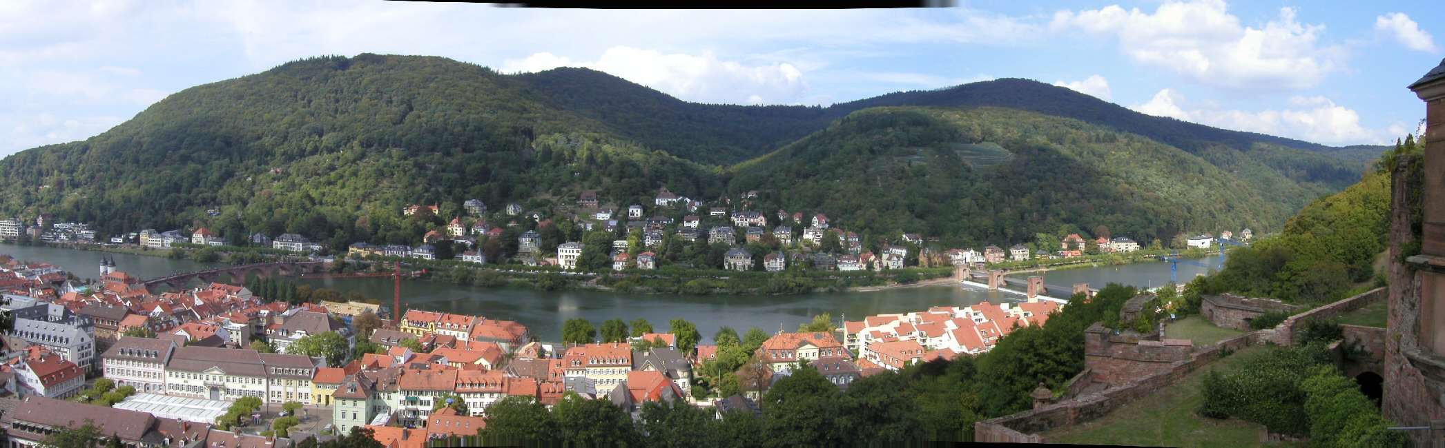 Heidelberg and Neckar River Panorama from Heidelberg Castle